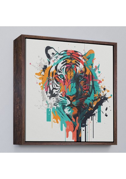Çerçeveli Dekoratif Kanvas Tablo, Renkli Kaplan TABLOSU-8330 fiyatları