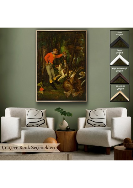 Çerçeveli Dekoratif Kanvas Tablo, Gustave Courbet -Avdan Sonra Tablo - After The HUNT-8055