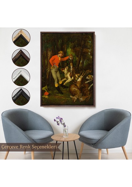 Çerçeveli Dekoratif Kanvas Tablo, Gustave Courbet -Avdan Sonra Tablo - After The HUNT-8055