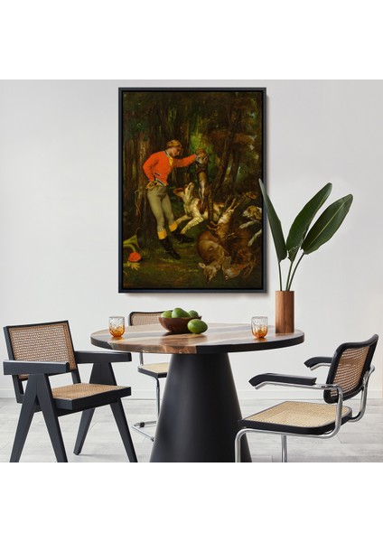 Çerçeveli Dekoratif Kanvas Tablo, Gustave Courbet -Avdan Sonra Tablo - After The HUNT-8055