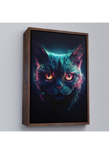 Çerçeveli Dekoratif Kanvas Tablo, Savaşçı Kedi TABLOSU-7900