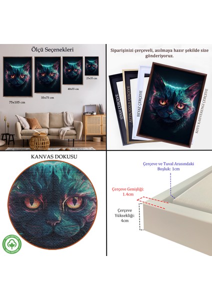 Çerçeveli Dekoratif Kanvas Tablo, Savaşçı Kedi TABLOSU-7900 indirimleri