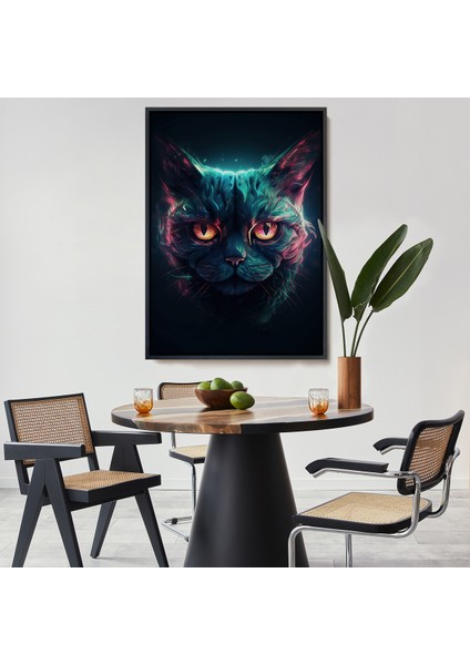 Çerçeveli Dekoratif Kanvas Tablo, Savaşçı Kedi TABLOSU-7900