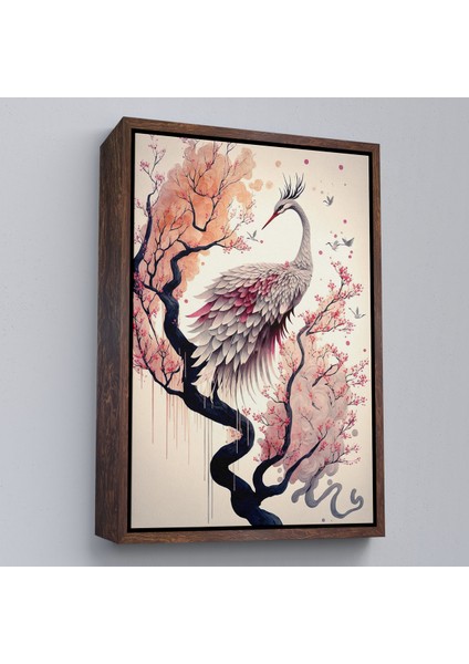 Çerçeveli Dekoratif Kanvas Tablo, Sakura Ağacındaki Güzel Turna TABLOSU-7911 fiyatları