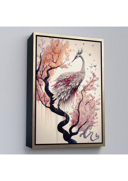 Çerçeveli Dekoratif Kanvas Tablo, Sakura Ağacındaki Güzel Turna TABLOSU-7911 modelleri