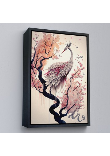 Çerçeveli Dekoratif Kanvas Tablo, Sakura Ağacındaki Güzel Turna TABLOSU-7911 fırsatları