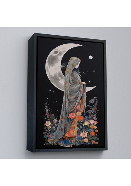 Çerçeveli Dekoratif Kanvas Tablo, Ay Işığındaki Kadın TABLOSU-7990