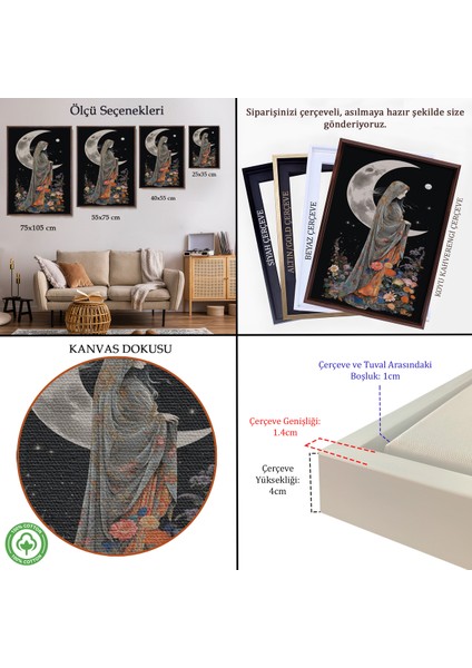 Çerçeveli Dekoratif Kanvas Tablo, Ay Işığındaki Kadın TABLOSU-7990 indirimleri