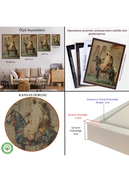 Çerçeveli Dekoratif Kanvas Tablo, Henri Emilien Rousseau - Cavaliers Arapları TABLOSU-8091 indirimleri