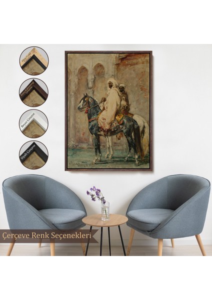 Çerçeveli Dekoratif Kanvas Tablo, Henri Emilien Rousseau - Cavaliers Arapları TABLOSU-8091