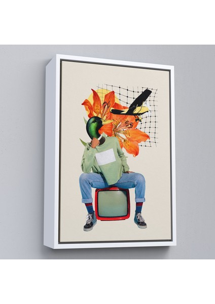 Çerçeveli Dekoratif Kanvas Tablo, Ördek Kafalı Insan Pop Art TABLO-8017 fırsatları