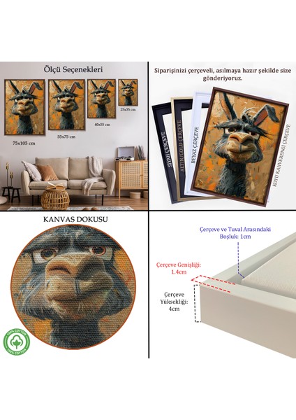 Çerçeveli Dekoratif Kanvas Tablo, Sinirli Eşek TABLOSU-7966 indirimleri