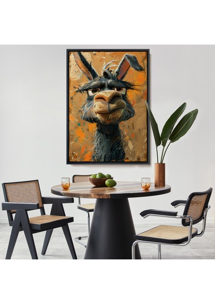 Çerçeveli Dekoratif Kanvas Tablo, Sinirli Eşek TABLOSU-7966