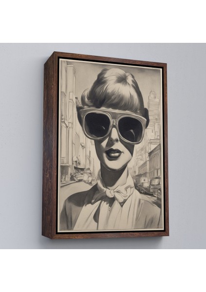 Çerçeveli Dekoratif Kanvas Tablo, Kara Kalem Çalışması Görünümlü Cool Kadın TABLOSU-8067 fiyatları
