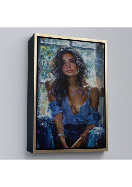 Çerçeveli Dekoratif Kanvas Tablo, Yağlı Boya Görünümlu Güzel Kadın TABLOSU-7864 fiyatları