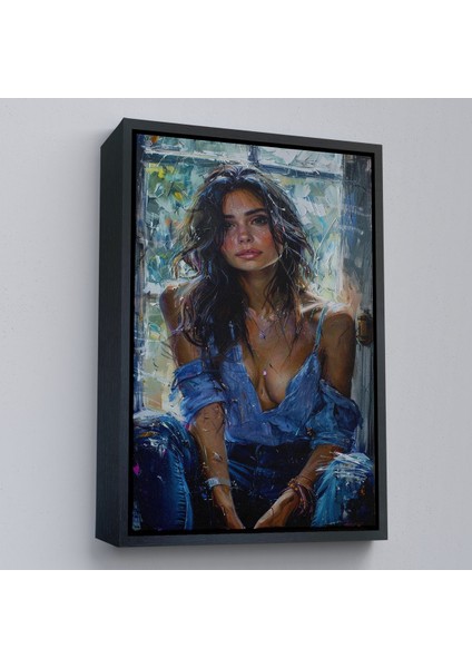 Çerçeveli Dekoratif Kanvas Tablo, Yağlı Boya Görünümlu Güzel Kadın TABLOSU-7864 modelleri