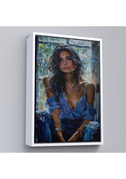 Çerçeveli Dekoratif Kanvas Tablo, Yağlı Boya Görünümlu Güzel Kadın TABLOSU-7864 fırsatları