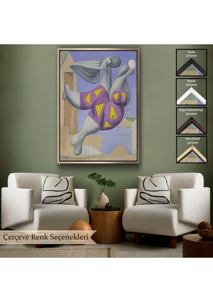 Çerçeveli Kanvas Tablo, Plaj Topu ile Yıkanıyor Tablosu - Pablo Picasso Bather With BEACHBALL-8076