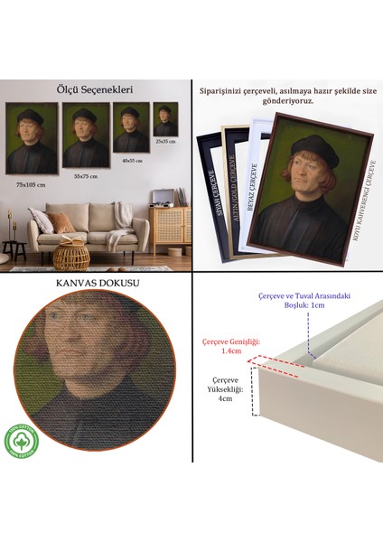 Çerçeveli Kanvas Tablo, Albrecht Dürer - Bir Din Adamı Portresi - Bildnis Eines GEISTLICHEN-8081 indirimleri