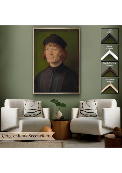 Çerçeveli Kanvas Tablo, Albrecht Dürer - Bir Din Adamı Portresi - Bildnis Eines GEISTLICHEN-8081
