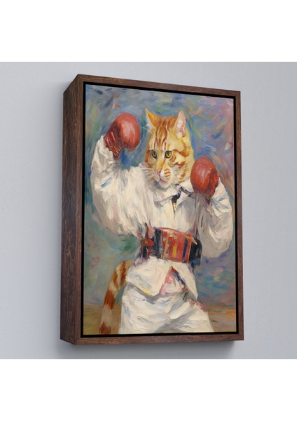 Çerçeveli Dekoratif Kanvas Tablo, Boks Eldivenli Sevimli Kedi TABLOSU-7997 fiyatları