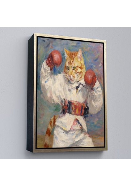 Çerçeveli Dekoratif Kanvas Tablo, Boks Eldivenli Sevimli Kedi TABLOSU-7997 modelleri