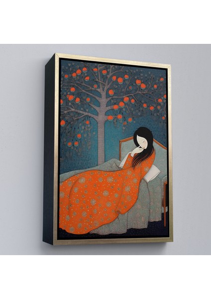 Çerçeveli Dekoratif Kanvas Tablo, Yatakta Uyuyan Asyalı Kadın TABLOSU-8007 fiyatları