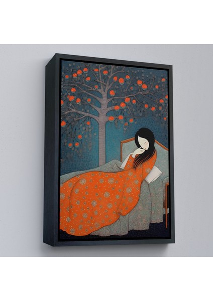 Çerçeveli Dekoratif Kanvas Tablo, Yatakta Uyuyan Asyalı Kadın TABLOSU-8007 modelleri