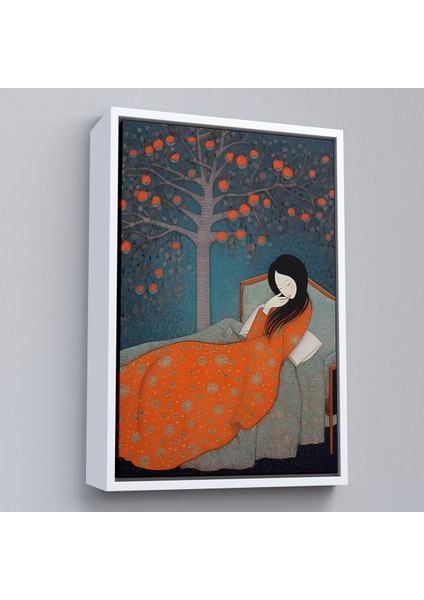 Çerçeveli Dekoratif Kanvas Tablo, Yatakta Uyuyan Asyalı Kadın TABLOSU-8007 fırsatları