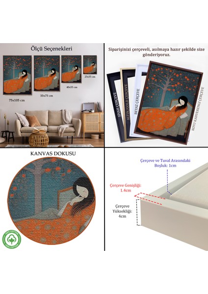 Çerçeveli Dekoratif Kanvas Tablo, Yatakta Uyuyan Asyalı Kadın TABLOSU-8007 indirimleri