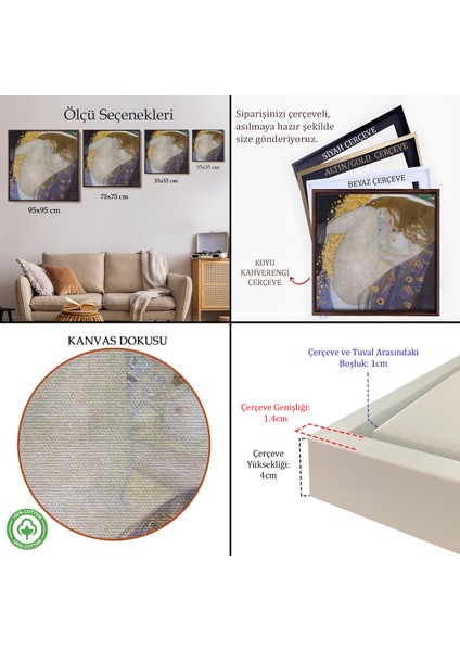 Çerçeveli Dekoratif Kanvas Tablo, Gustav Klimt'in Danae TABLOSU-8318 indirimleri