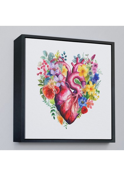Çerçeveli Dekoratif Kanvas Tablo, Çiçeklerle Çevrili Kalp Tablosu - Doktor HEDIYESI-8325 modelleri