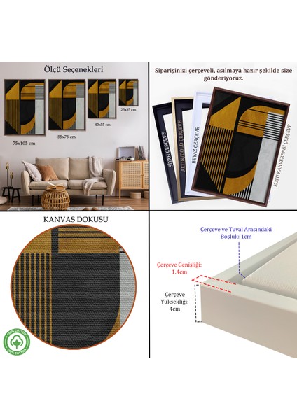 Çerçeveli Dekoratif Kanvas Tablo, Geometrik Soyut TABLO-7871 indirimleri