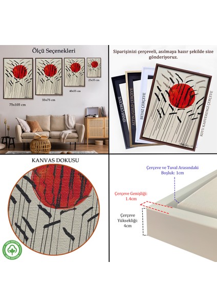 Çerçeveli Kanvas Tablo, Alex Calder - Kızıl Güneş ve Uzun Otlar Tablosu - Cattails With Red SUN-8090 indirimleri