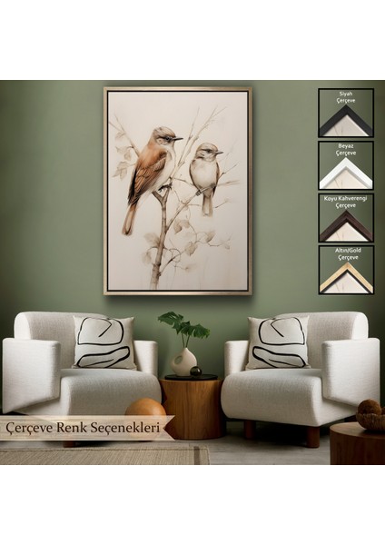 Çerçeveli Dekoratif Kanvas Tablo, Serçe Kuşları TABLO-8036