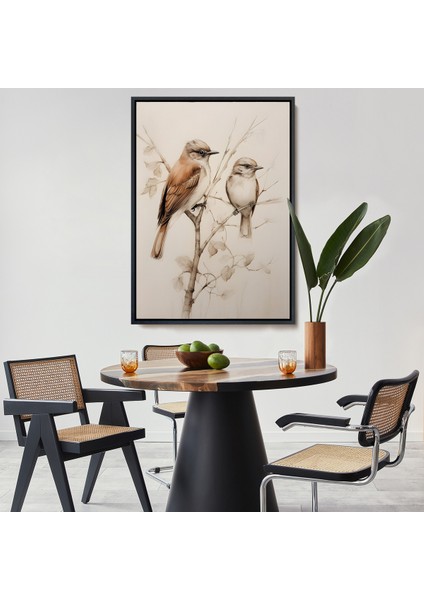 Çerçeveli Dekoratif Kanvas Tablo, Serçe Kuşları TABLO-8036
