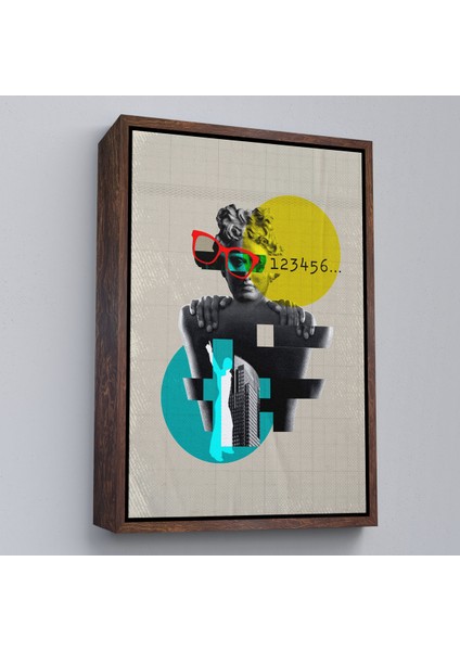 Çerçeveli Dekoratif Kanvas Tablo, Retro Daireler TABLOSU-7878