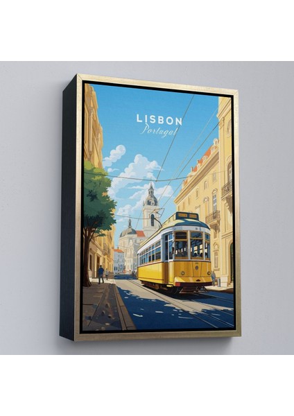 Çerçeveli Dekoratif Kanvas Tablo, Portekiz Lizbon Sarı Tramvay TABLOSU-7972 fiyatları