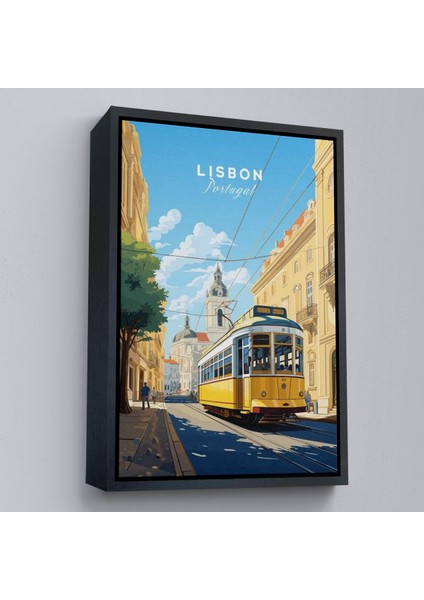 Çerçeveli Dekoratif Kanvas Tablo, Portekiz Lizbon Sarı Tramvay TABLOSU-7972 modelleri