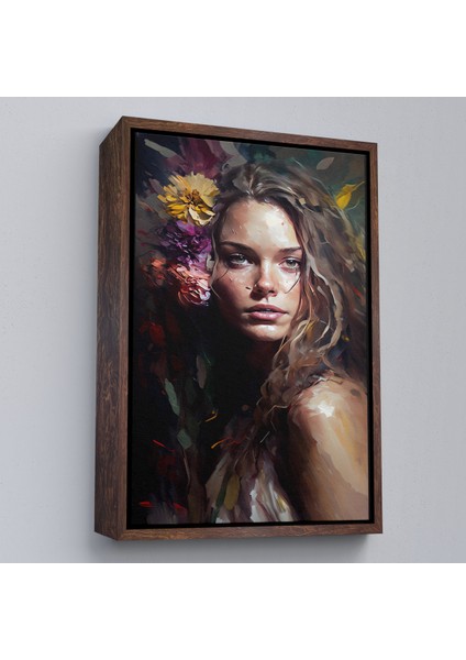 Çerçeveli Dekoratif Kanvas Tablo, Yağlıboya Görünümlü Güzel Kadın TABLOSU-8013 fiyatları