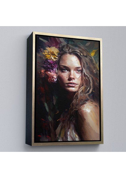 Çerçeveli Dekoratif Kanvas Tablo, Yağlıboya Görünümlü Güzel Kadın TABLOSU-8013 modelleri