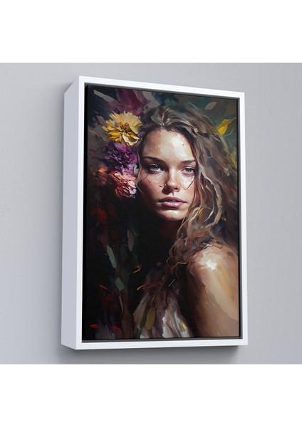 Çerçeveli Dekoratif Kanvas Tablo, Yağlıboya Görünümlü Güzel Kadın TABLOSU-8013 fırsatları