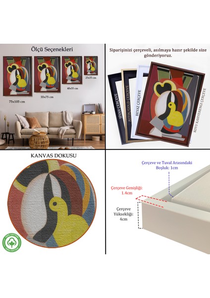 Çerçeveli Dekoratif Kanvas Tablo, Auguste Herbin - Soyut Sanat Kompozisyon TABLOSU-8102 indirimleri