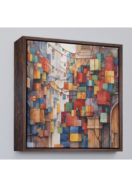 Çerçeveli Dekoratif Kanvas Tablo, Istanbul Sokakları Hediye Paketleri TABLOSU-8333