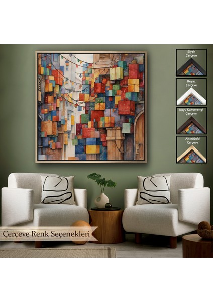 Çerçeveli Dekoratif Kanvas Tablo, Istanbul Sokakları Hediye Paketleri TABLOSU-8333