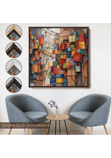 Çerçeveli Dekoratif Kanvas Tablo, Istanbul Sokakları Hediye Paketleri TABLOSU-8333