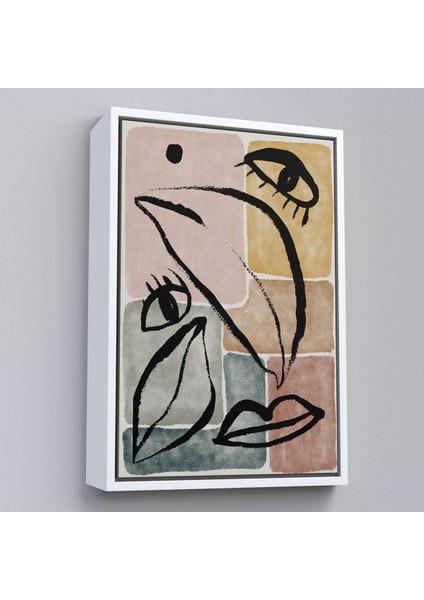 Çerçeveli Dekoratif Kanvas Tablo, Minimalist Kadın Yüzü TABLOSU-7993