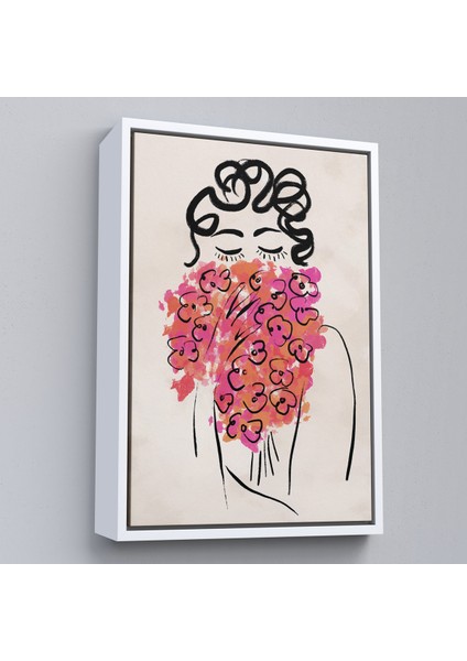 Çerçeveli Dekoratif Kanvas Tablo, Sevimli Kadın TABLOSU-7992