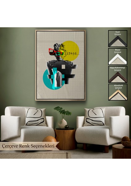 Çerçeveli Dekoratif Kanvas Tablo, Retro Daireler TABLOSU-7878