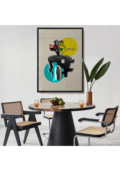 Çerçeveli Dekoratif Kanvas Tablo, Retro Daireler TABLOSU-7878